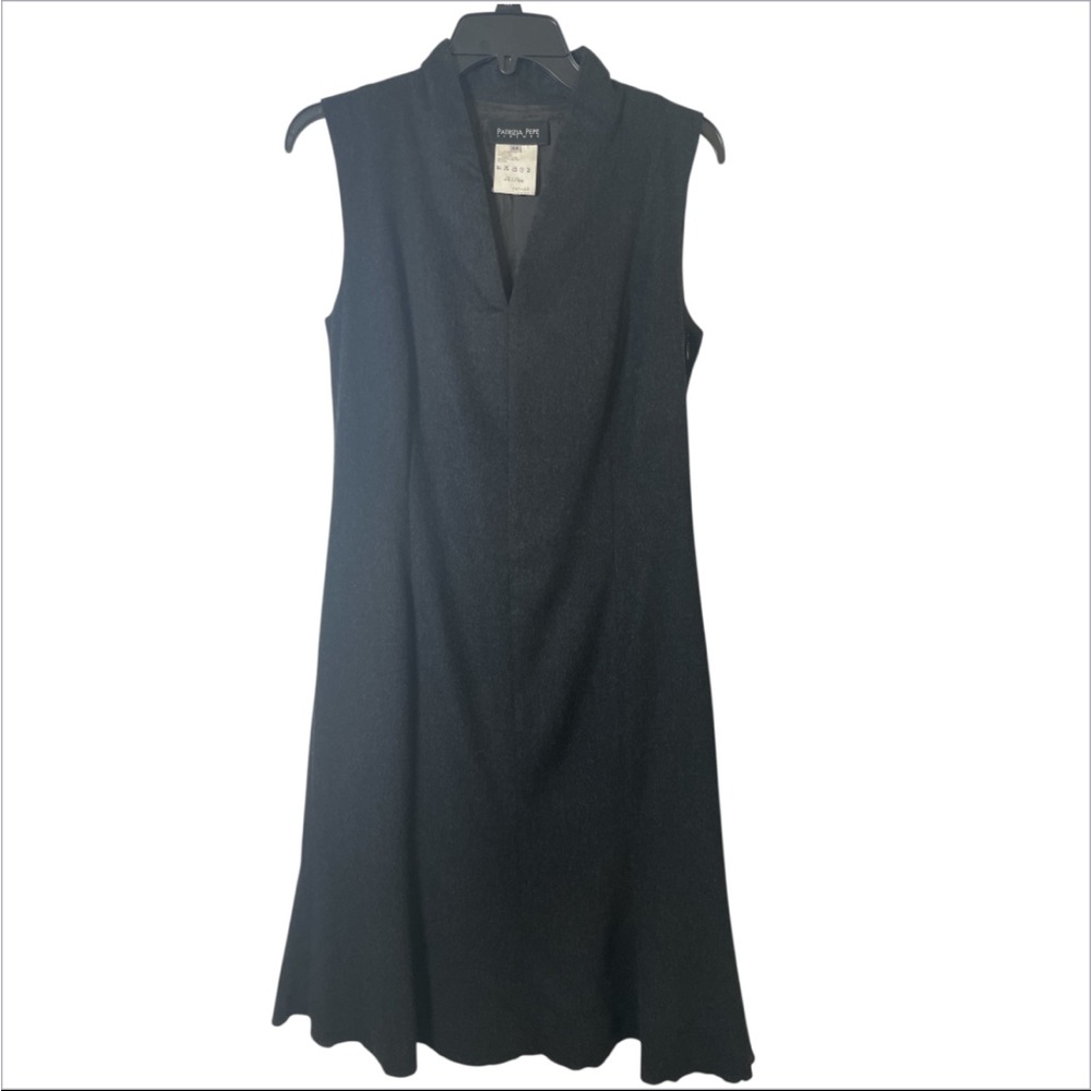 Patrizia Pepe Italy Black Wool Silk Midi Dress 44 M Classic Minimalist Career